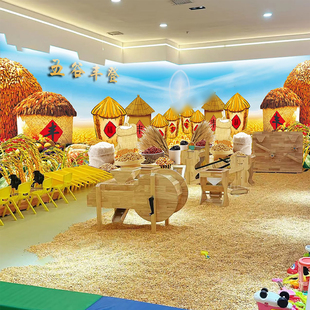 打谷场墙纸室内游乐场儿童乐园水稻丰收稻田背景画壁画布粮仓壁纸