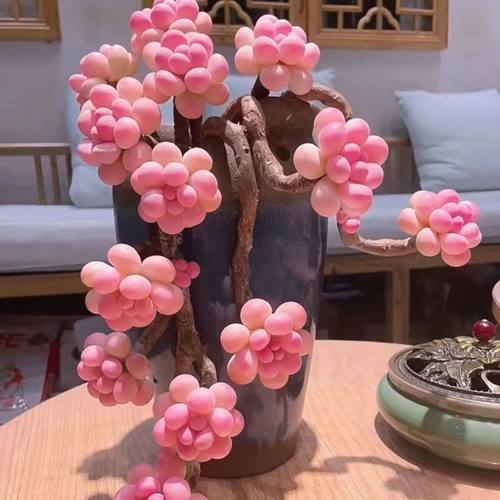 粉色桃蛋群生花卉盆栽防辐射