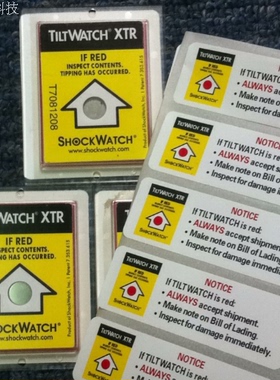 10个包邮防倾倒标签TILTWATCH倒置指示标签SHOCKWATCH震动感应器