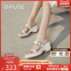拖鞋 DFuse迪芙斯2023夏季 方头钻扣一字厚底坡跟凉鞋 女DF32110361