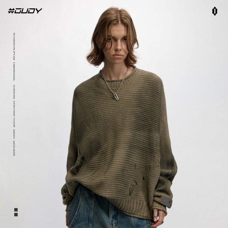 OVDY官方宽松短款复古针织毛衣