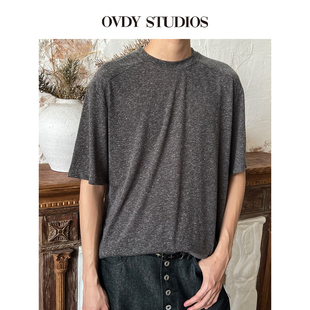 #OVDY极简老钱风舒适感高韧抗皱易打理T恤混纺面料轻奢短袖情侣款