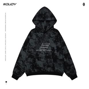 OVDY官方美式 潮流印花宽松摇粒绒外套女潮 高街加绒卫衣男连帽冬季