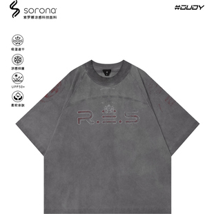 OVDY官方230g重磅美式 t恤男女原创解构拼接设计凉感上衣 潮牌短袖