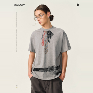 OVDY官方原创230g重磅短袖 宽松情侣上衣 t恤男女潮牌创意印花美式