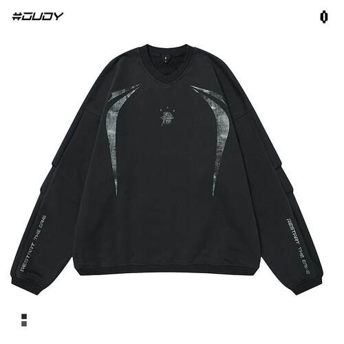 OVDY官方美式街头加绒V领卫衣男