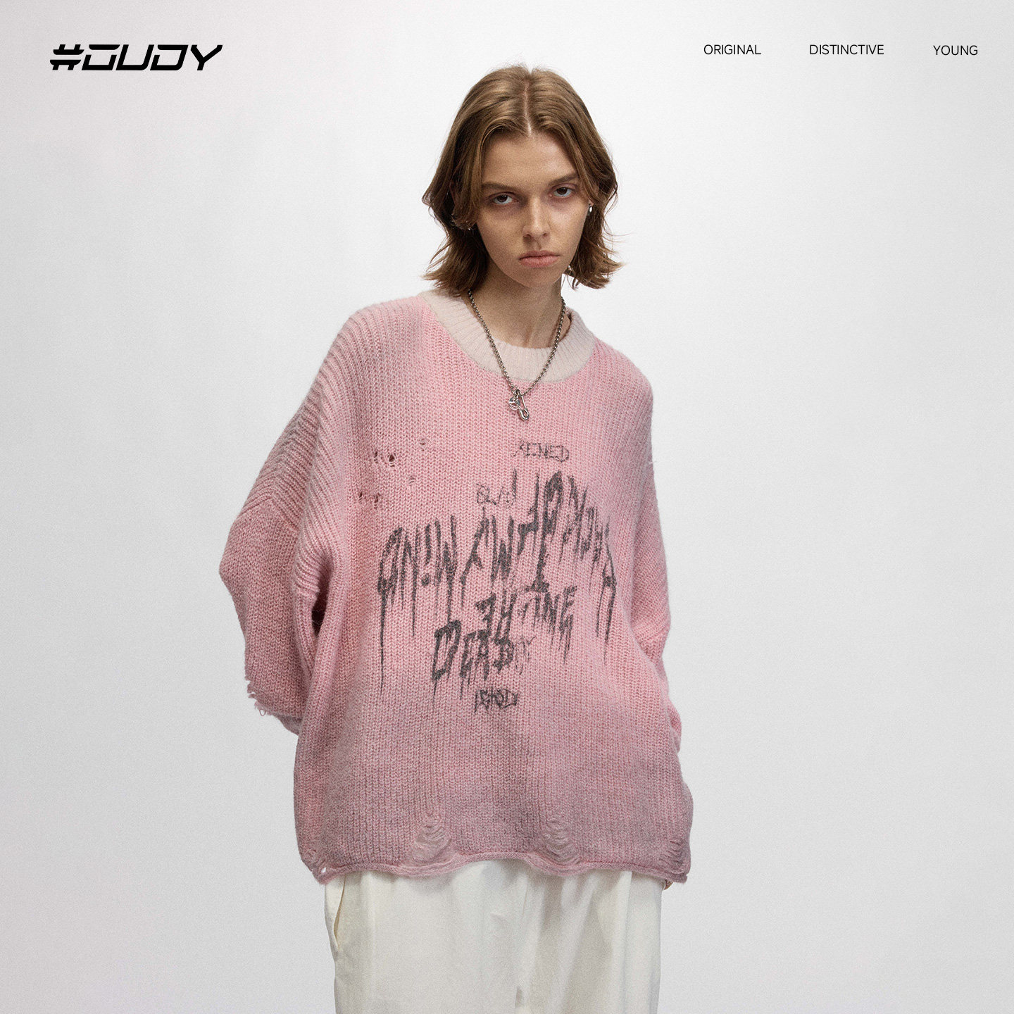 OVDY美式复古慵懒宽松短款毛衣