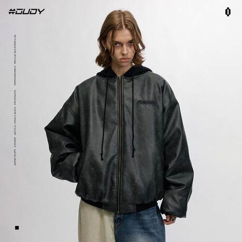 OVDY官方美式潮牌pu皮棉服男冬季