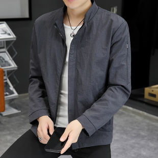 休闲秋季 男装 上衣服 风衣2025新款 立领夹克外套男春秋百搭帅气男士