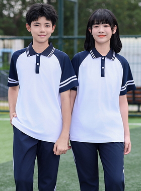 中学生运动会校服夏季运动套装小学初黑色裤子长袖班服两件套装