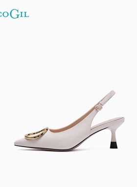PACO GIL女鞋凉鞋女夏秋季新款真皮细跟高跟鞋尖头小皮鞋通勤单鞋