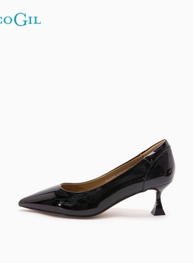PACO GIL女鞋2025漆皮酒杯跟通勤尖头职业细高跟鞋浅口性感单鞋女