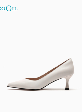 PACO GIL女鞋秋冬新款真皮法式尖头浅口细跟高跟鞋职业正装单鞋女