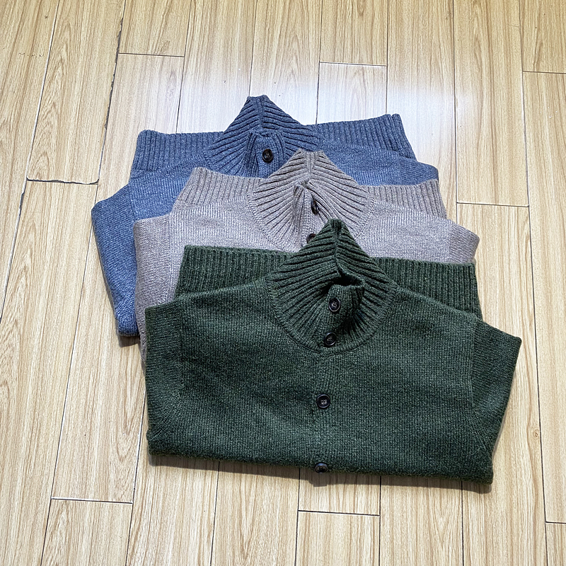 绵羊毛混纺男士开衫毛衣