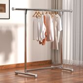 不锈钢晾衣落地单杆式 加粗结实室内阳台简易家用挂衣服架晒衣伸缩