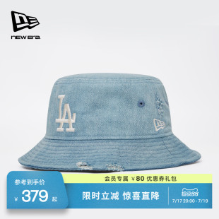 New Era纽亦华2026春季新款MLB牛仔做旧渔夫帽复古百搭水洗帽子
