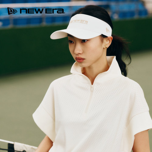 NEW ERA纽亦华26新品针织半高领拉链网球运动短袖POLO女士NE
