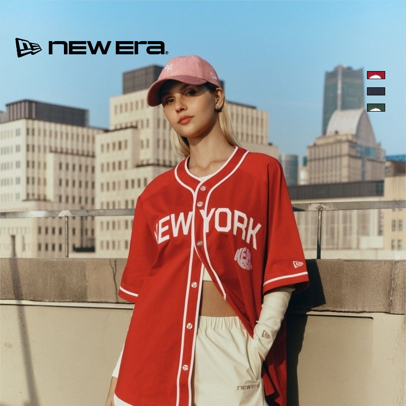 NEW ERA纽亦华26新品球迷系列美式复古运动明线开衫短袖T恤男女NE