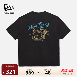 美式 New Era紐亦華2025夏季 新款 T恤男女情侶圓領(lǐng)刺繡 寬松復(fù)古短袖