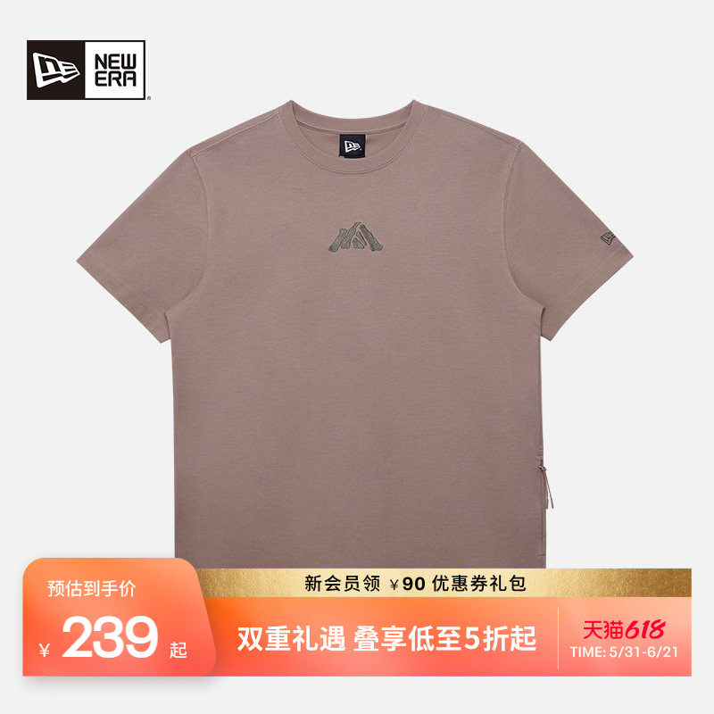 New Era纽亦华春夏新款山形LOGO情侣短袖T恤百搭户外运动口袋圆领
