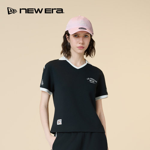 New Era纽亦华2026春季新款MLB短袖T恤衫V领polo女士短款运动套装
