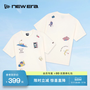 NEW ERA纽亦华26新品哆啦A梦魔术贴卡通刺绣短袖T恤男女同款NE
