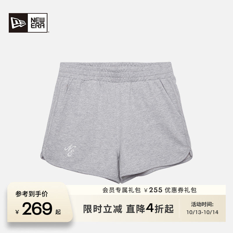 NEW ERA纽亦华针织宽松刺绣休闲透气子短裤运动裤女士NE