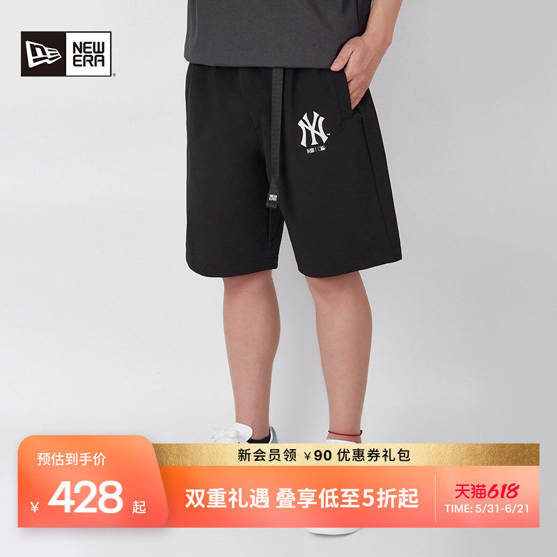 New Era纽亦华秋季MLB篮球NY薄款运动短裤休闲五分裤