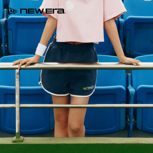 NEW ERA纽亦华26新品网球运动复古百搭宽松针织四分短裤女士NE