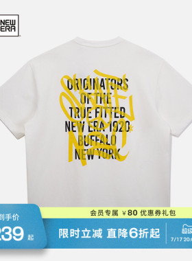 New Era纽亦华春夏涂鸦字母印花短袖T恤情侣美式原宿风潮流