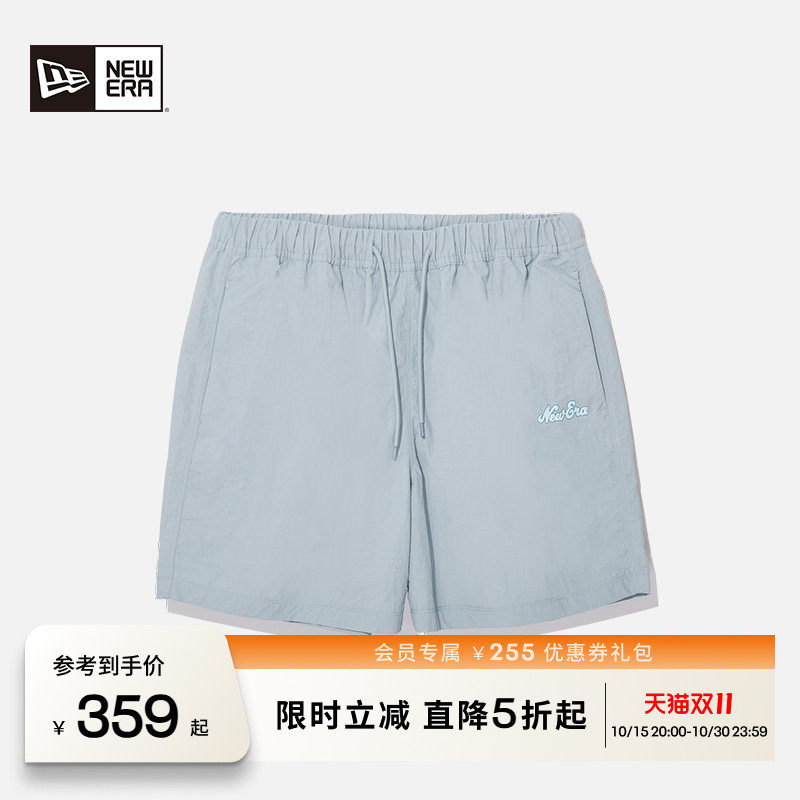 NEW ERA纽亦华薄款梭织尼龙运动纯色宽松女短裤男女同款NE