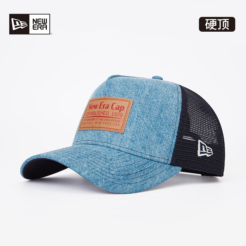NewEra纽亦华牛仔皮标网帽