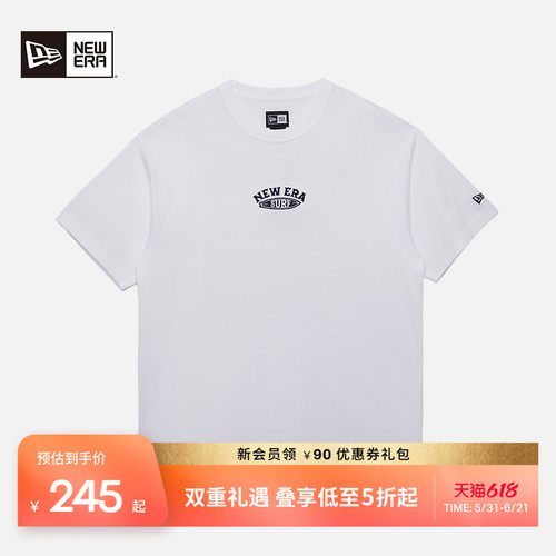 NewEra字母卡通印花情侣短袖T恤