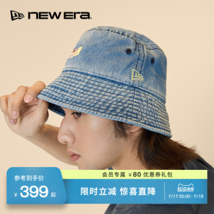 NEW ERA纽亦华26新品MLB复古做旧牛仔夏日遮阳渔夫帽男女同款NE