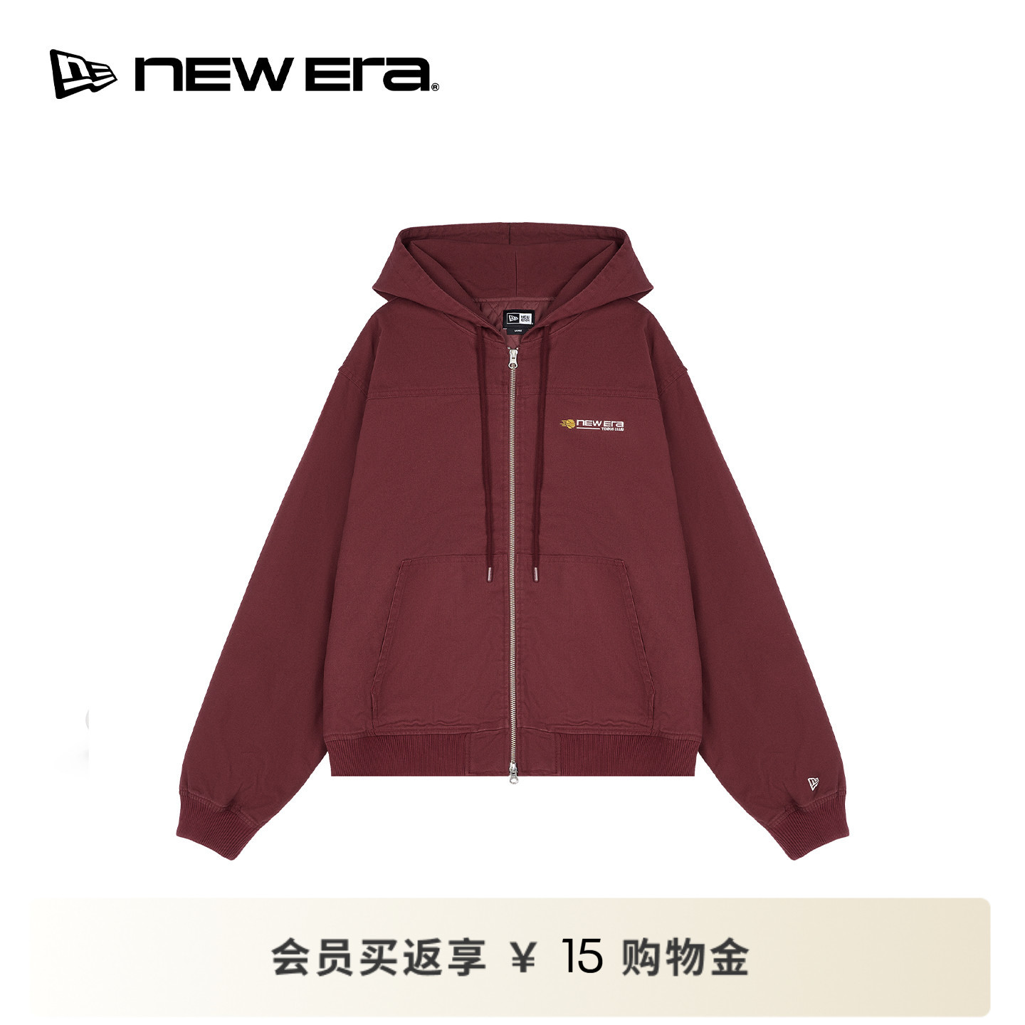 NEW ERA纽亦华26新品连帽抽绳拉链网球运动复古休闲外套男女NE