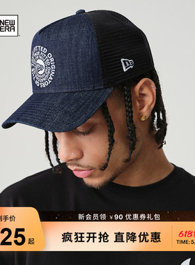 New Era纽亦华秋冬圆标刺绣硬顶弯檐棒球帽子高顶网帽NE940