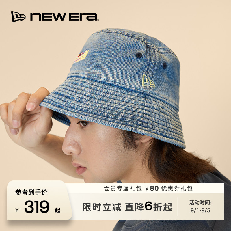 NEW ERA纽亦华26新品MLB复古做旧牛仔夏日遮阳渔夫帽男女同款NE图片
