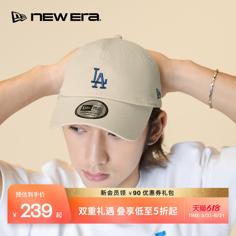 New Era纽亦华夏季MLB棒球帽情侣软顶NY刺绣弯檐遮阳帽子NE920