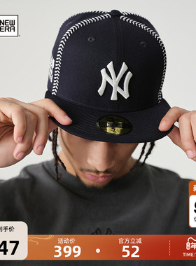 New Era纽亦华2025秋季新款MLB棒球帽刺绣硬顶平檐车线全封潮5950
