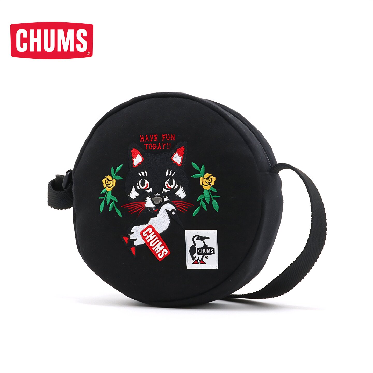 CHUMS/洽洽鸟 x BSC联名款小包单肩包猫萌挂件手工刺绣 CH60-3257 - 实物图
