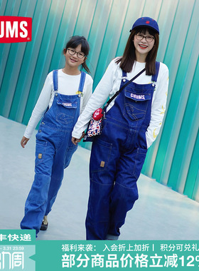 CHUMS洽洽鸟户外运动休闲长裤男女式直筒宽松背带牛仔裤CH03-1376