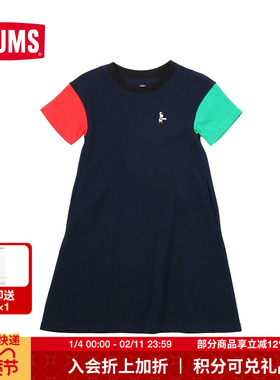 CHUMS洽洽鸟运动户外亲子儿童宽松连衣裙短袖连体上衣CH22-1024