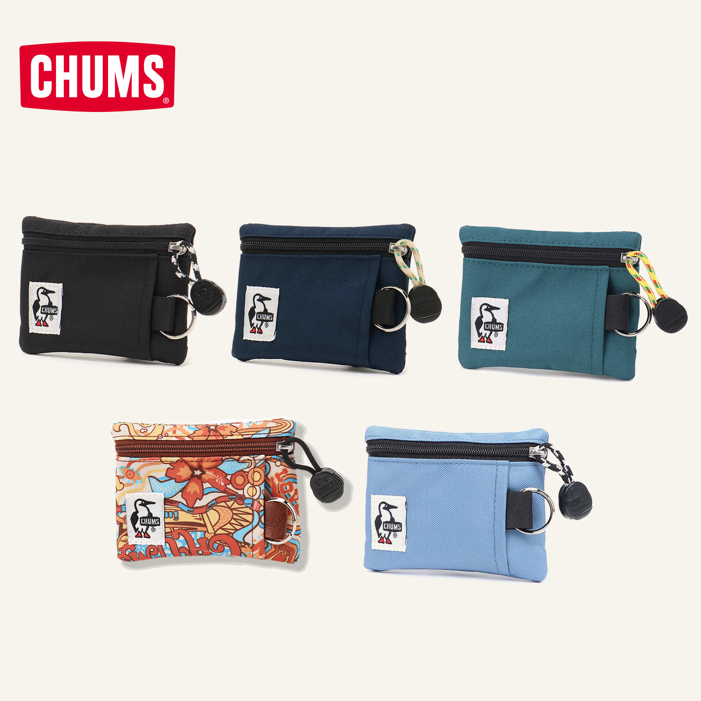 CHUMS洽洽鸟零钱包卡片小包简约百搭钥匙包潮牌证件包CH60-3574