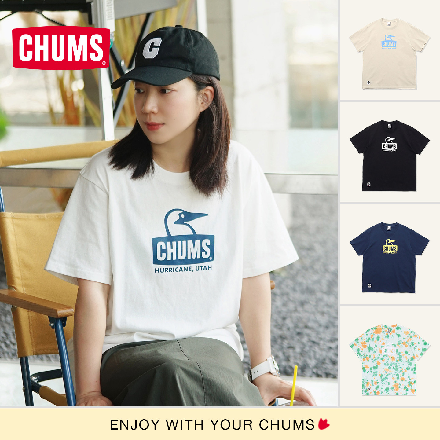 CHUMS纯棉t恤男女圆领上衣图片