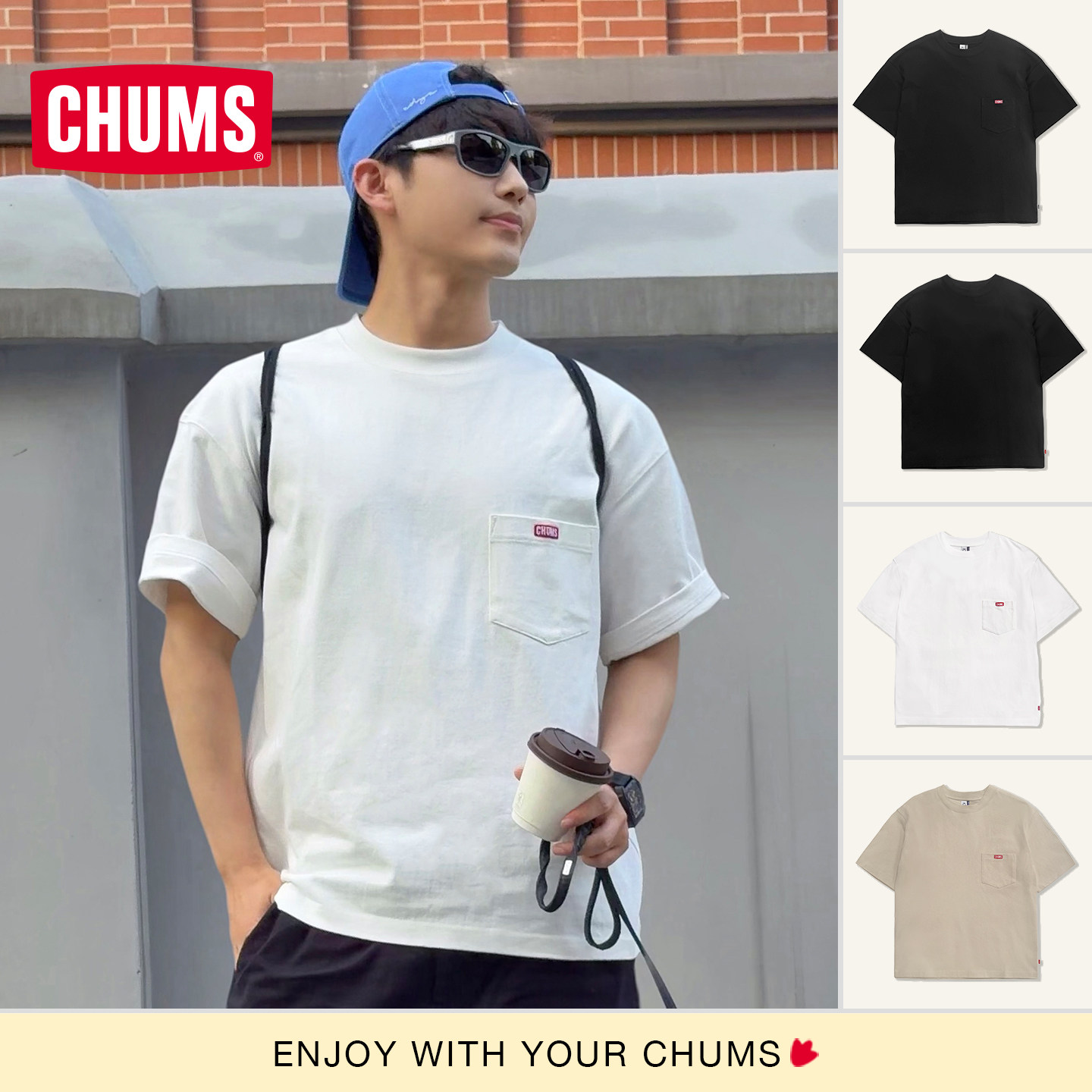 CHUMS洽洽鸟户外短袖T恤重磅棉图片