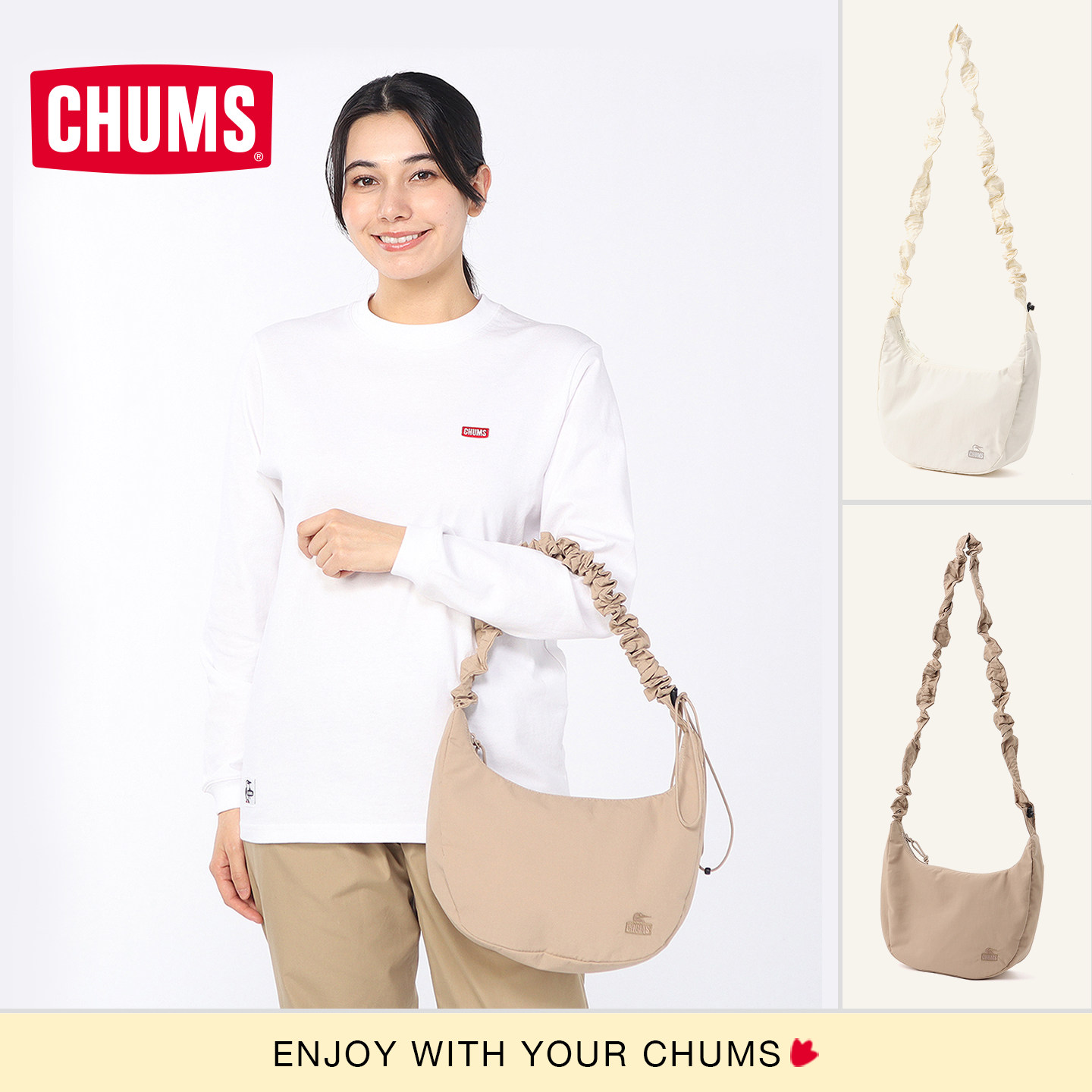CHUMS洽洽鸟户外休闲月牙包单肩包可调节斜挎包百搭女款CH60-4142 - 实物图