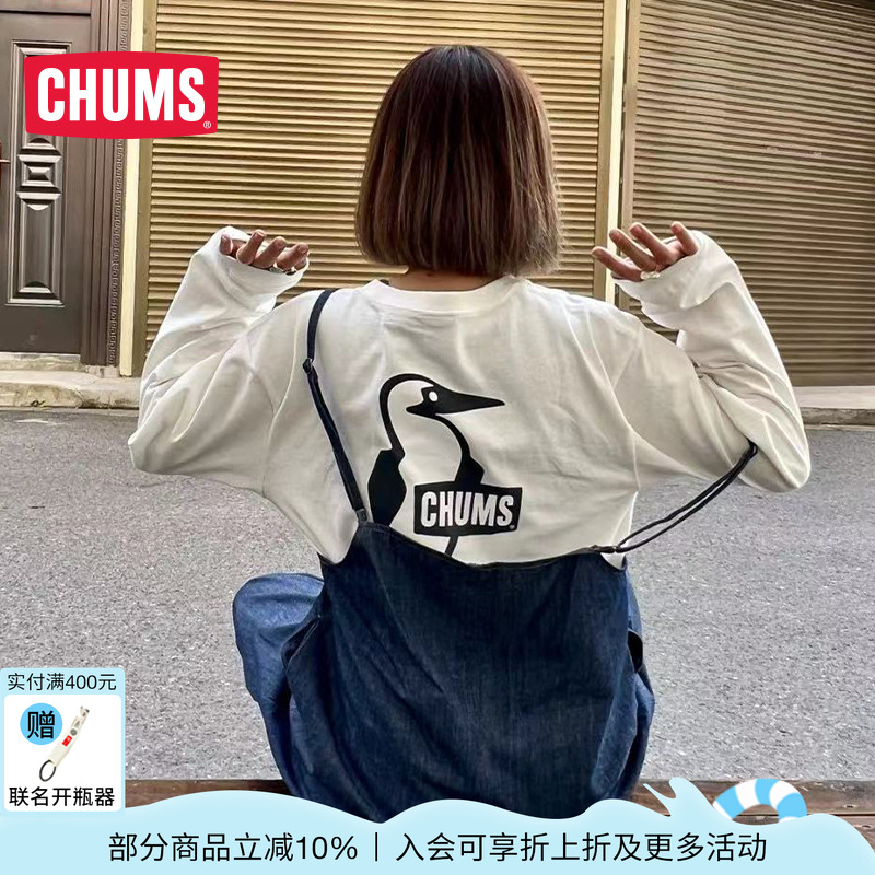 CHUMS长袖T恤圆领印花