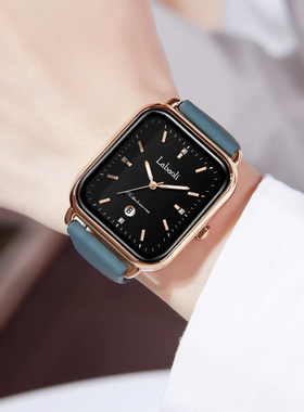 拉宝丽手表抖音同款礼盒新款高端轻奢时尚方形女士硅胶石英腕表