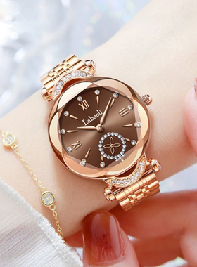 拉宝丽抖音同款优雅系列气质轻奢女士腕表切割镜面独立秒针石英表
