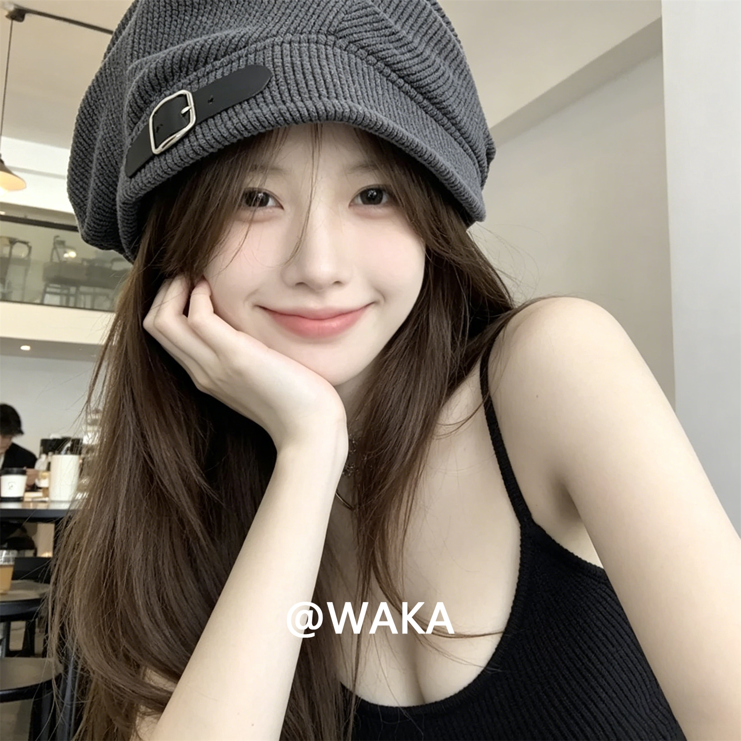 WAKA灯芯绒包头帽显脸小百搭